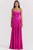 fuchsia lace up maxi dress