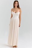 ivory georgette pleated maxi dress