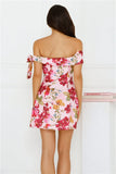 Luxe Seraphina Off Shoulder Mini Dress Pink