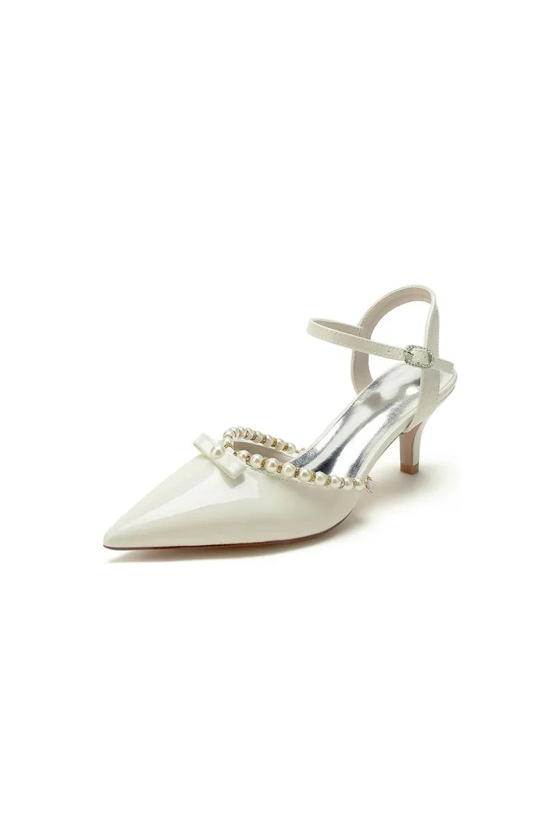 Pointed Toe Wedding Shoes with Pearl