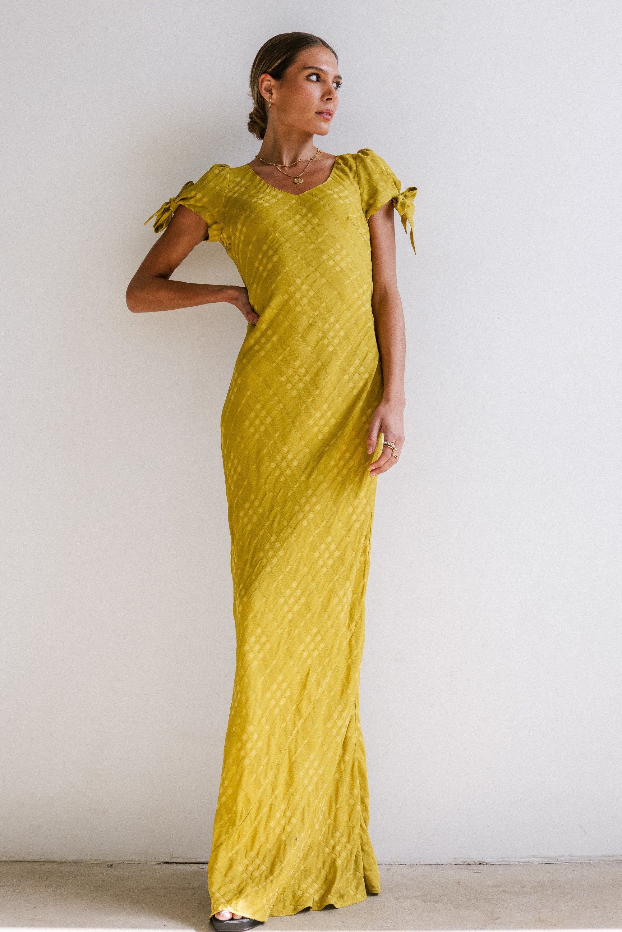 Kimmie Maxi Dress in Chartreuse
