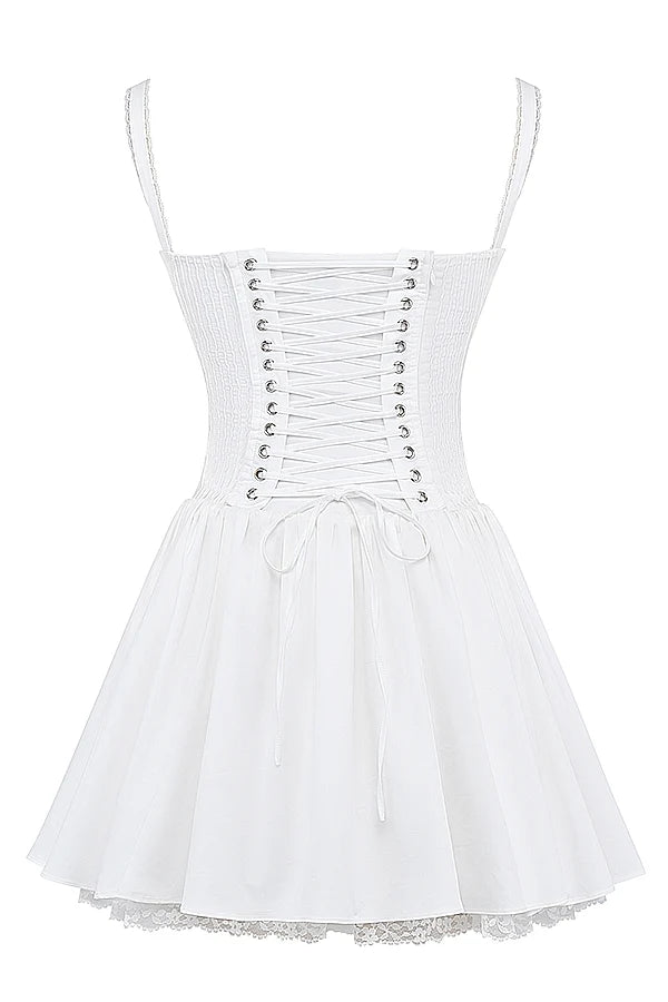 white corset mini dress
