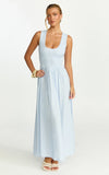Luciana Maxi Dress U Neck Smock Dress in Blue