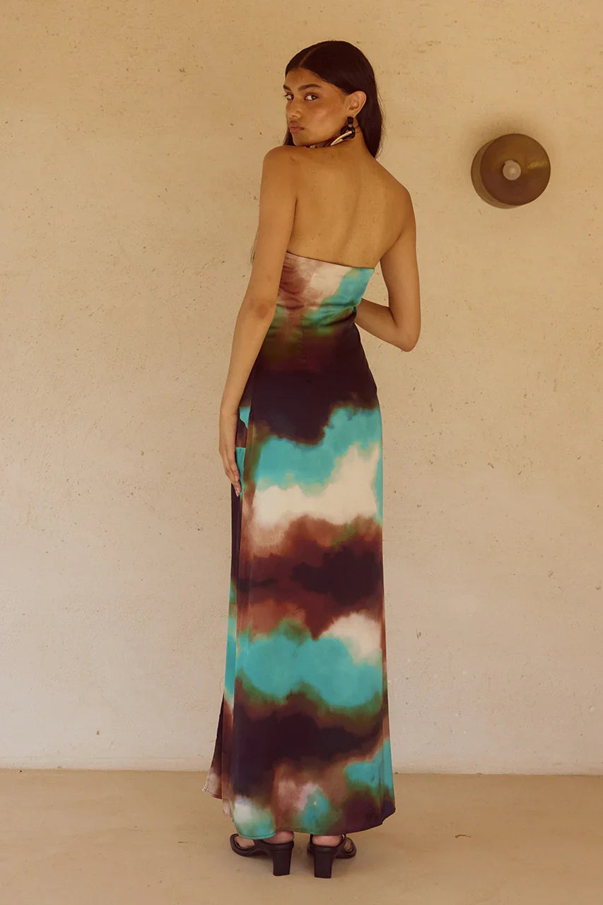 VEGA STRAPLESS MAXI DRESS VEGA CHOCOLATE