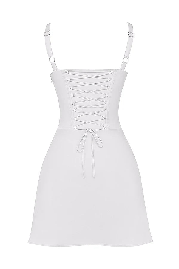 white corset mini dress