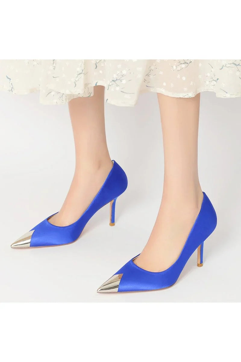 Simple Cocktail Metallic Pointed Toe High Heels