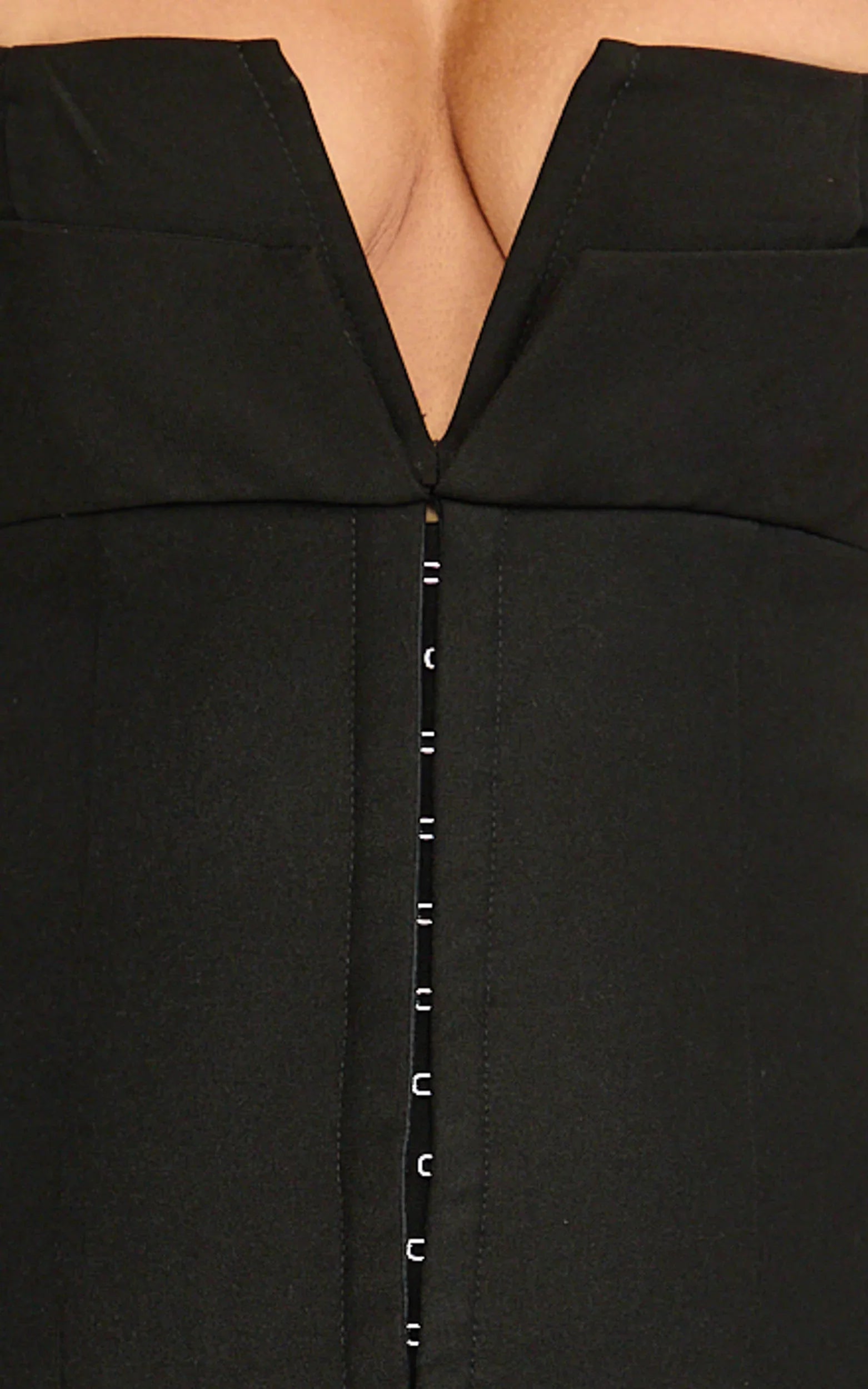 Odette Mini Dress Plunge V Neck A Line Dress in Black