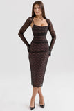black lace corset midi dress