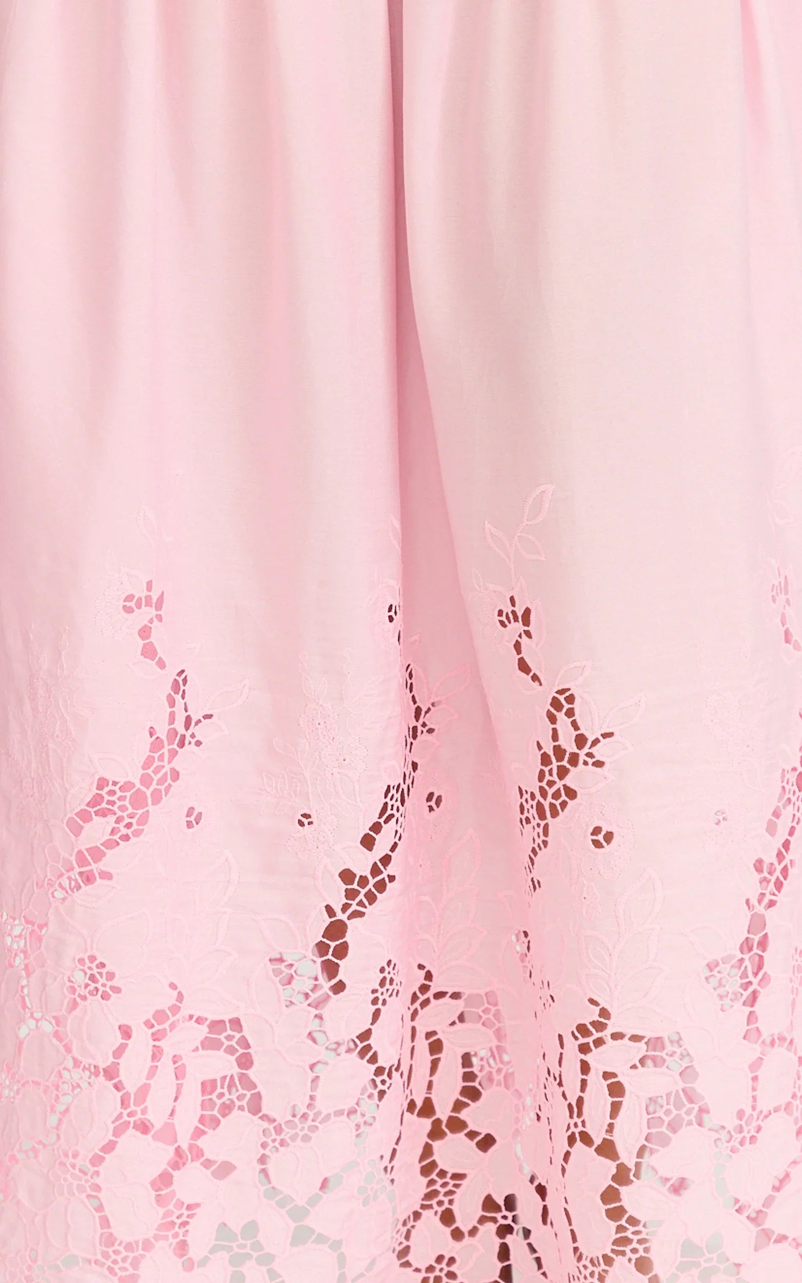 Everly Maxi Dress Straight Neck Broderie Cut Out Hem Dress in Pink