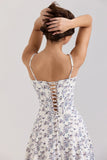 cream stretch cotton floral print midi sundress