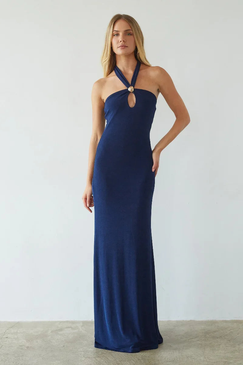 Ragen Keyhole Halter Maxi Dress