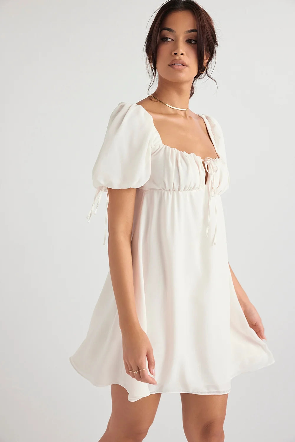 ivory georgette mini dress sale