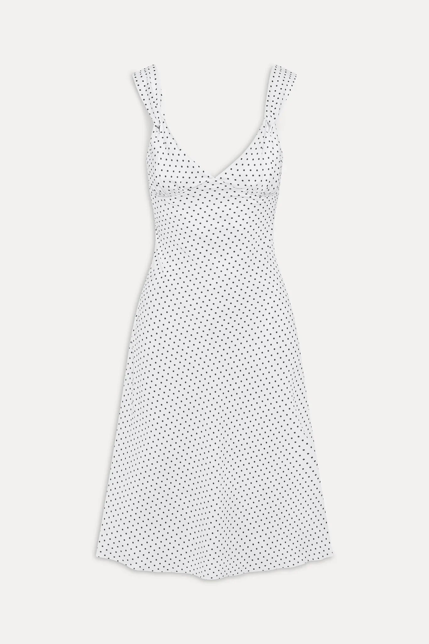 Aurora Satin Midi Dress White Polka Dot