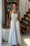 SAMMI MIDI DRESS SAND WHITE