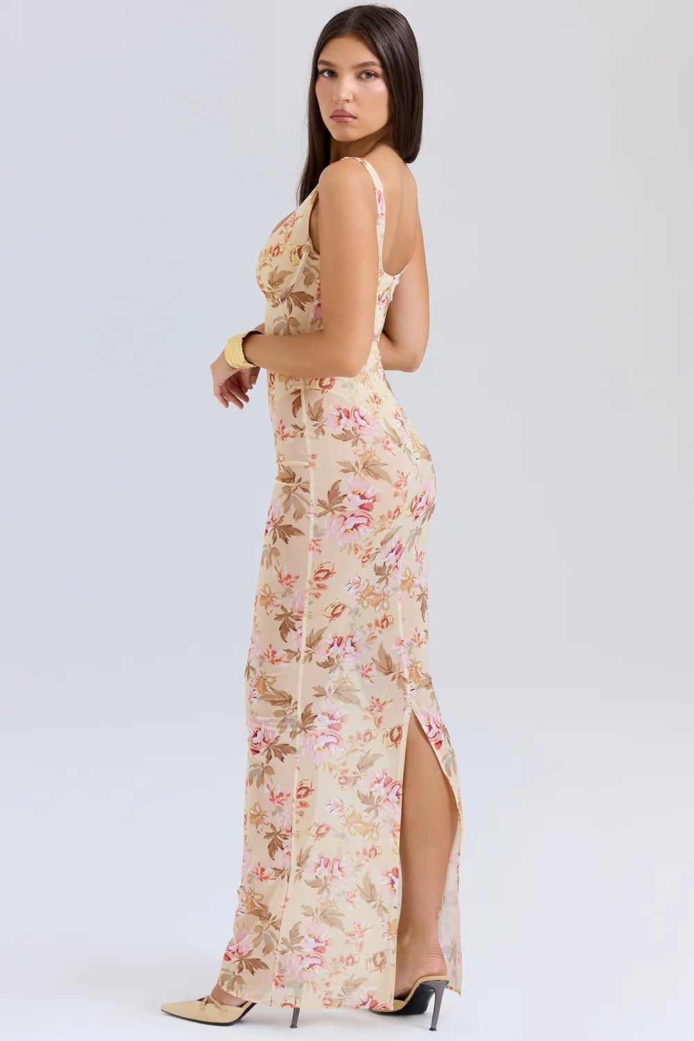 honeyflower print maxi dress