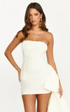 Peony Mini Dress Strapless Ruched Bodycon Dress in White