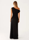Heart Of Glass Satin Maxi Dress Black