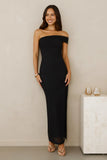 Berry Fresh Mesh One Shoulder Maxi Dress Black