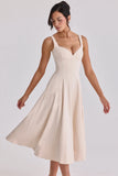 vintage ivory twill silhouette midi dress