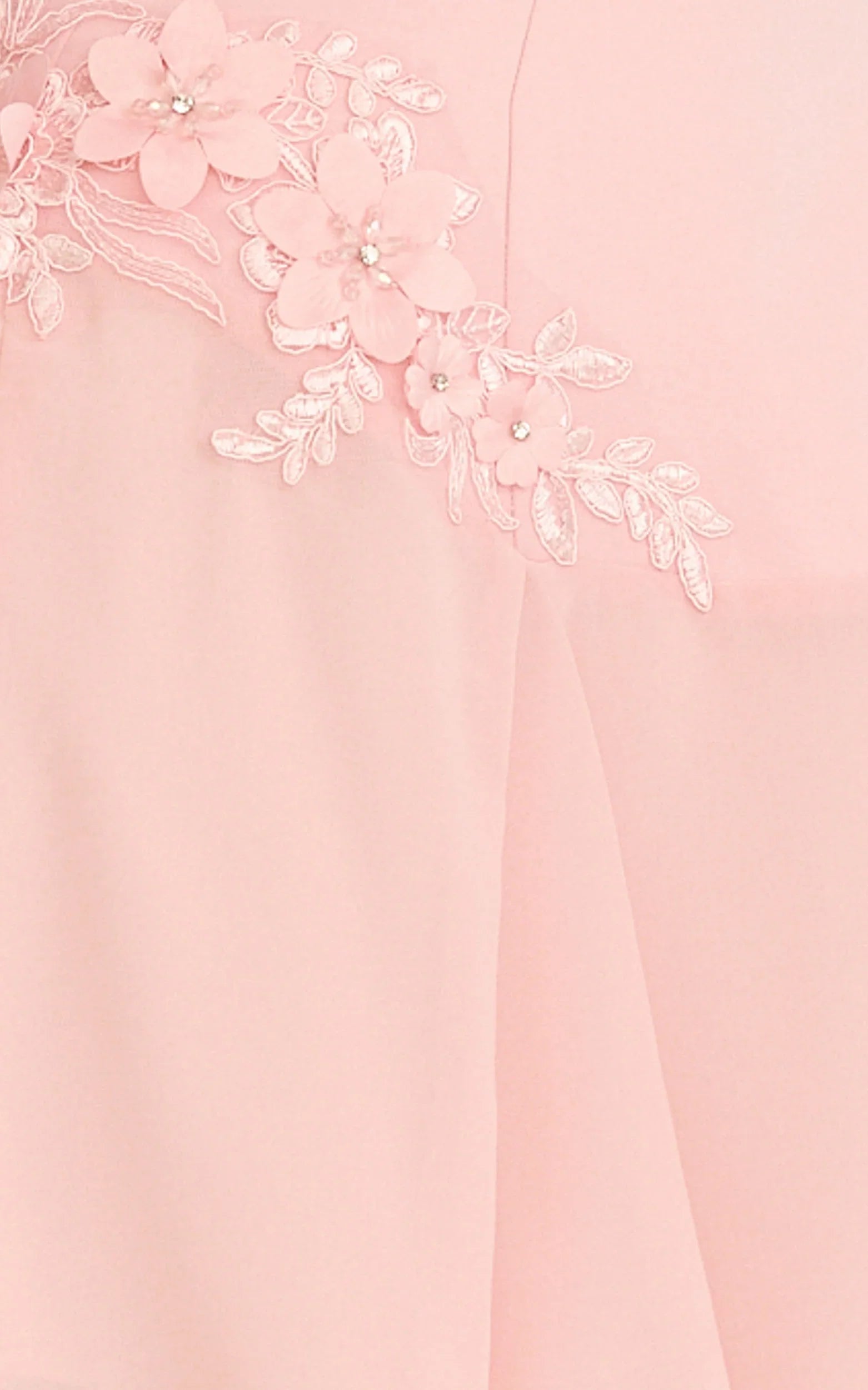 Penny Mini Dress Strapless Corset Bodice Floral Embellished Godet Dress in Soft Pink