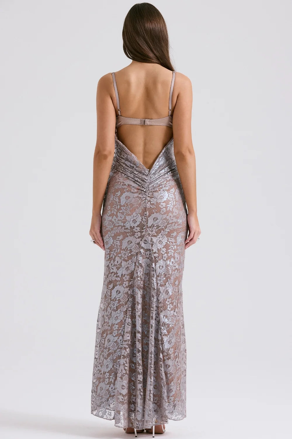 ice blue lace godet gown