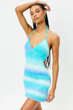 Debbie Knit Halter Dress Blue Horizon