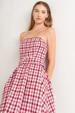 RED CHECK TWEED MINI DRESS