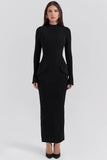 black turtleneck maxi dress