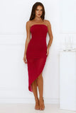 Ultra Luxe Strapless Mesh Midi Dress Burgundy