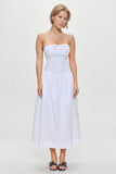 Horizon Strapless Collared Midi Dress White
