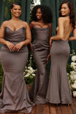 shadow satin fishtail gown