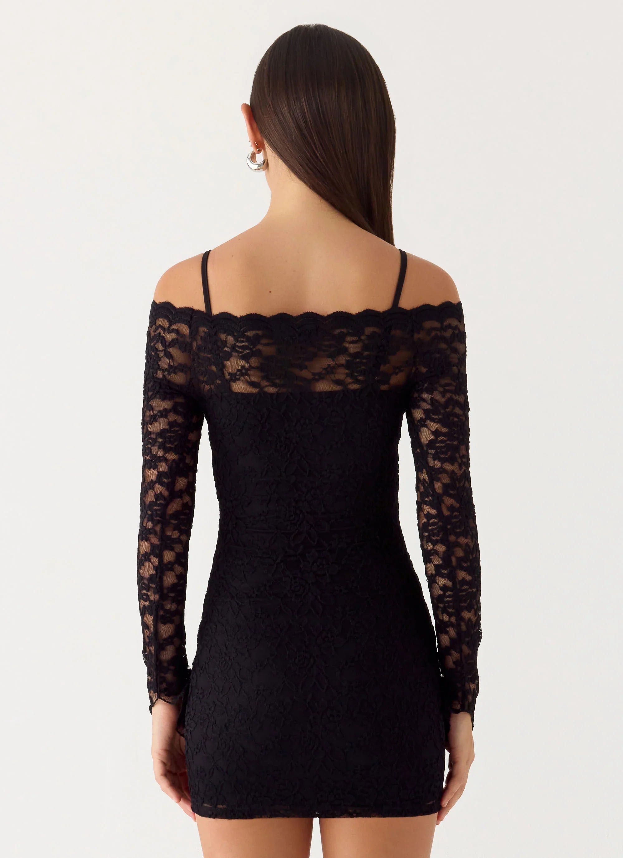 Just This Once Lace Mini Dress Black