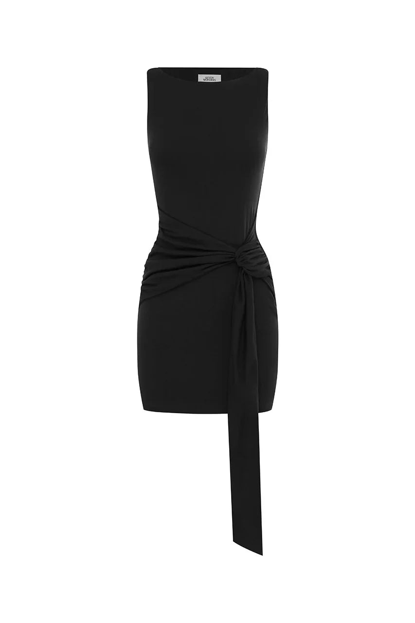 AVANNI BOAT NECK MINI DRESS GRANITE
