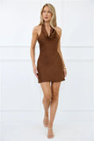 Rich Girl Vibes Satin Mini Dress Brown