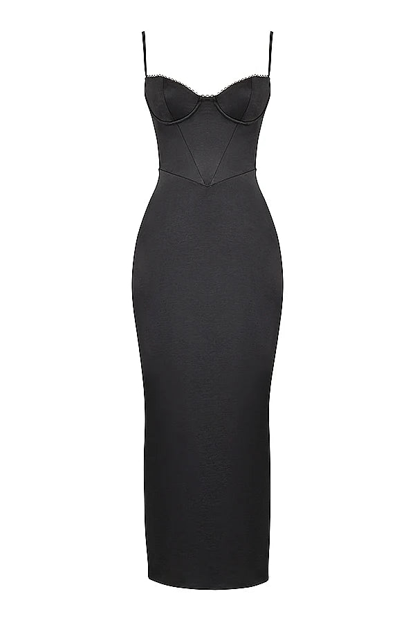 black corset maxi dress