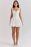 white pleated mini dress