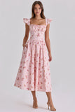 pink vintage rose cotton midi sundress