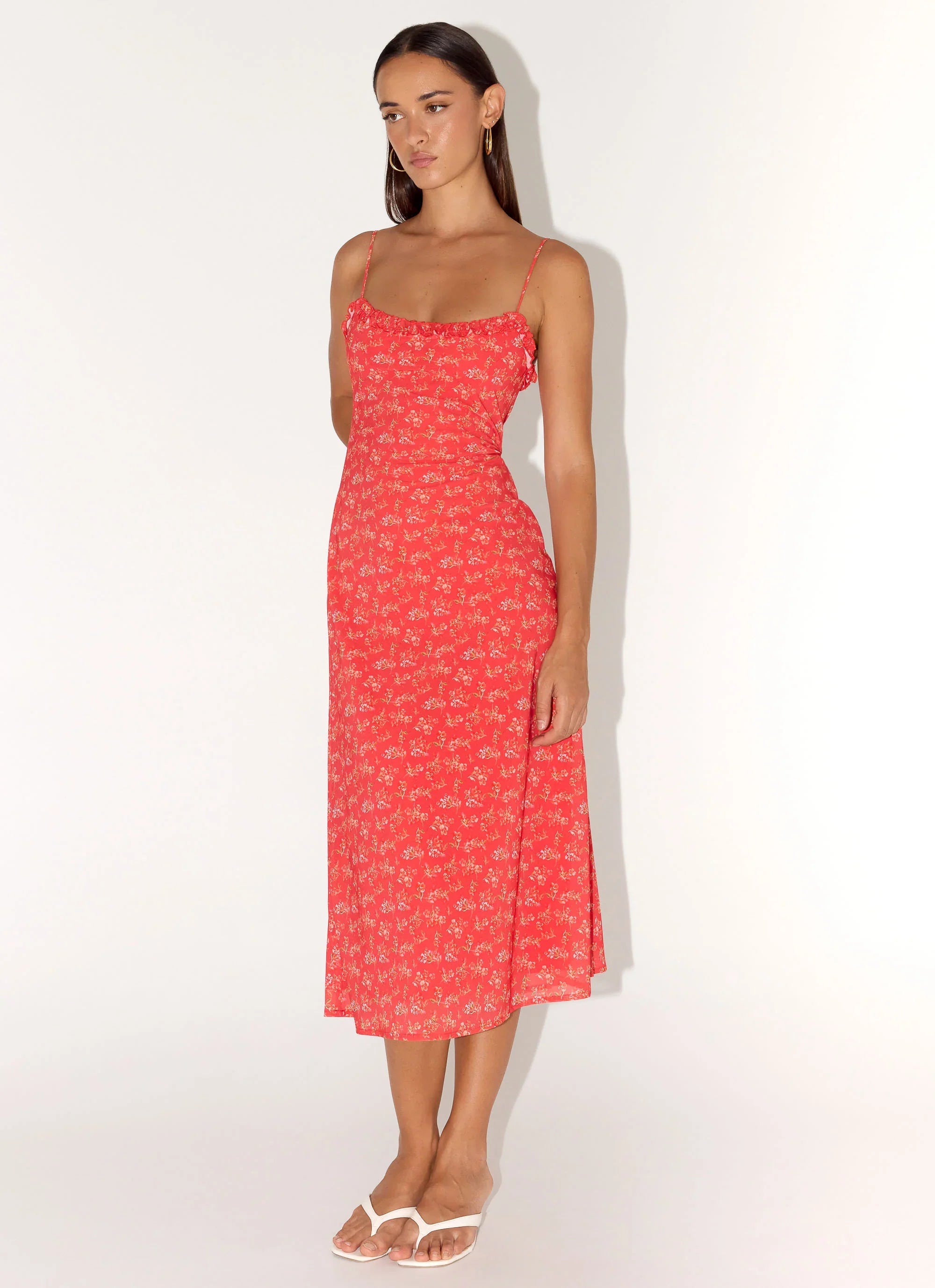 Kahlo Midi Dress Magenta Red Rose
