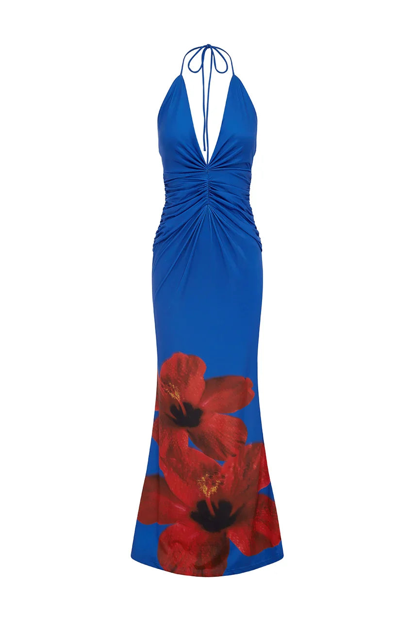 PRIMROSE MAXI DRESS BLUE HIBISCUS
