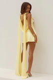 GABRIELLA COWL MINI DRESS LEMON
