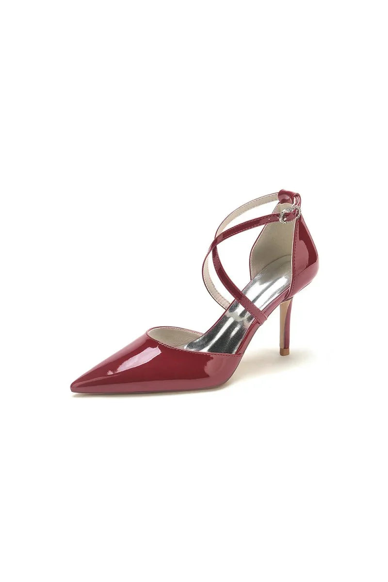 Champagne Patent Leather Wedding Shoes with Straps