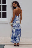 JOANNA PLUNGE HALTER MAXI DRESS JOANNA BLUE