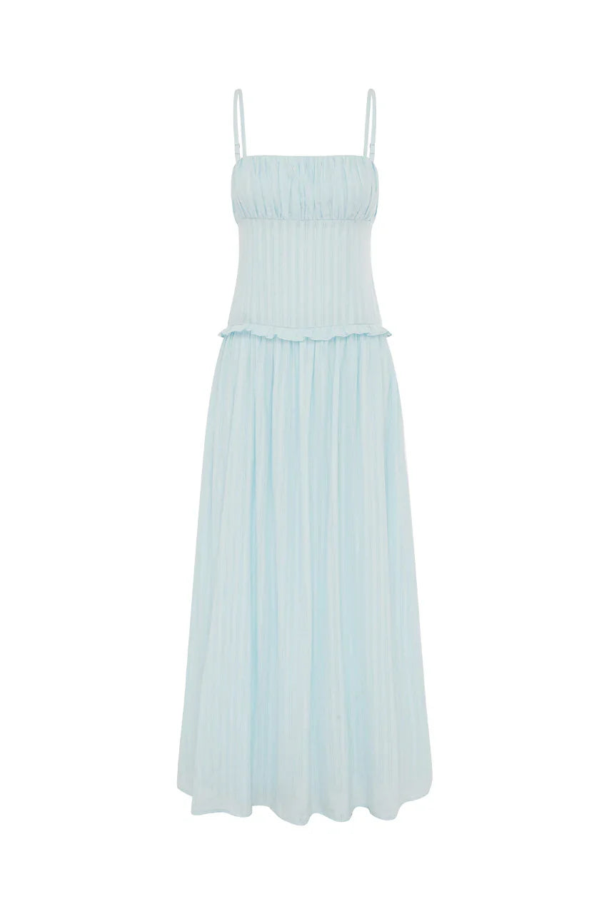 KEILY SQUARE NECK MAXI DRESS BLUE