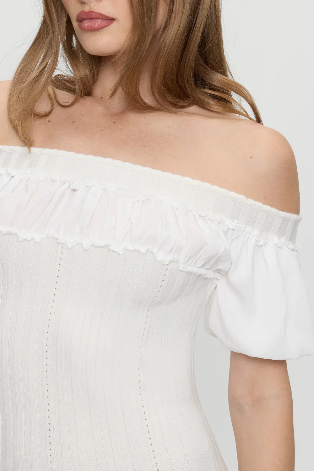Aura Off The Shoulder Mini Dress Coconut Cream