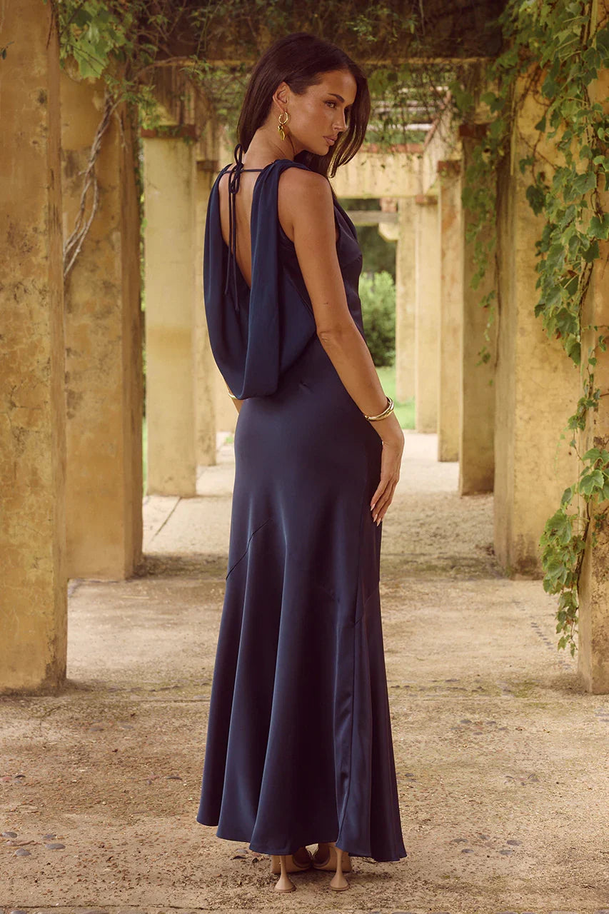 GABRIELLA COWL MAXI DRESS NAVY