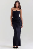 black strapless corset dress