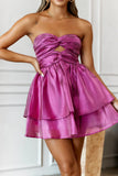 Spin Around Girl Strapless Mini Dress Pink