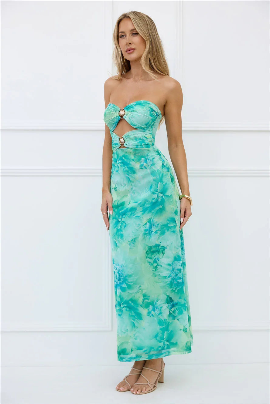 Body Language Strapless Maxi Dress Green