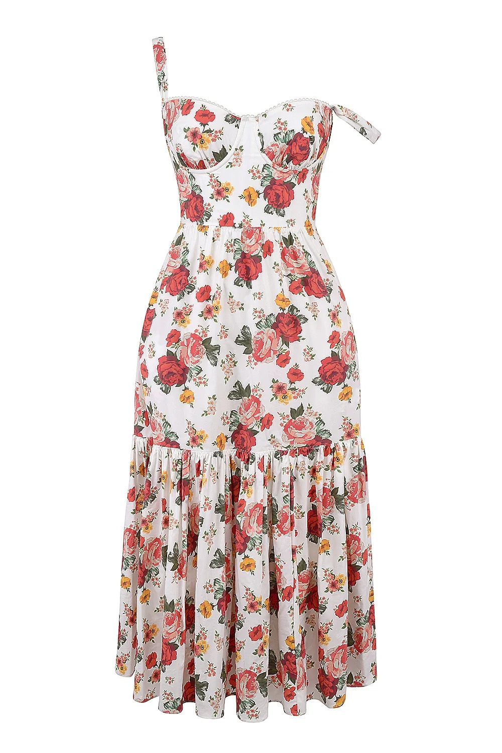 italian rose print cotton midi sundress