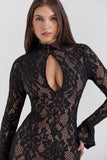 black lace midi dress